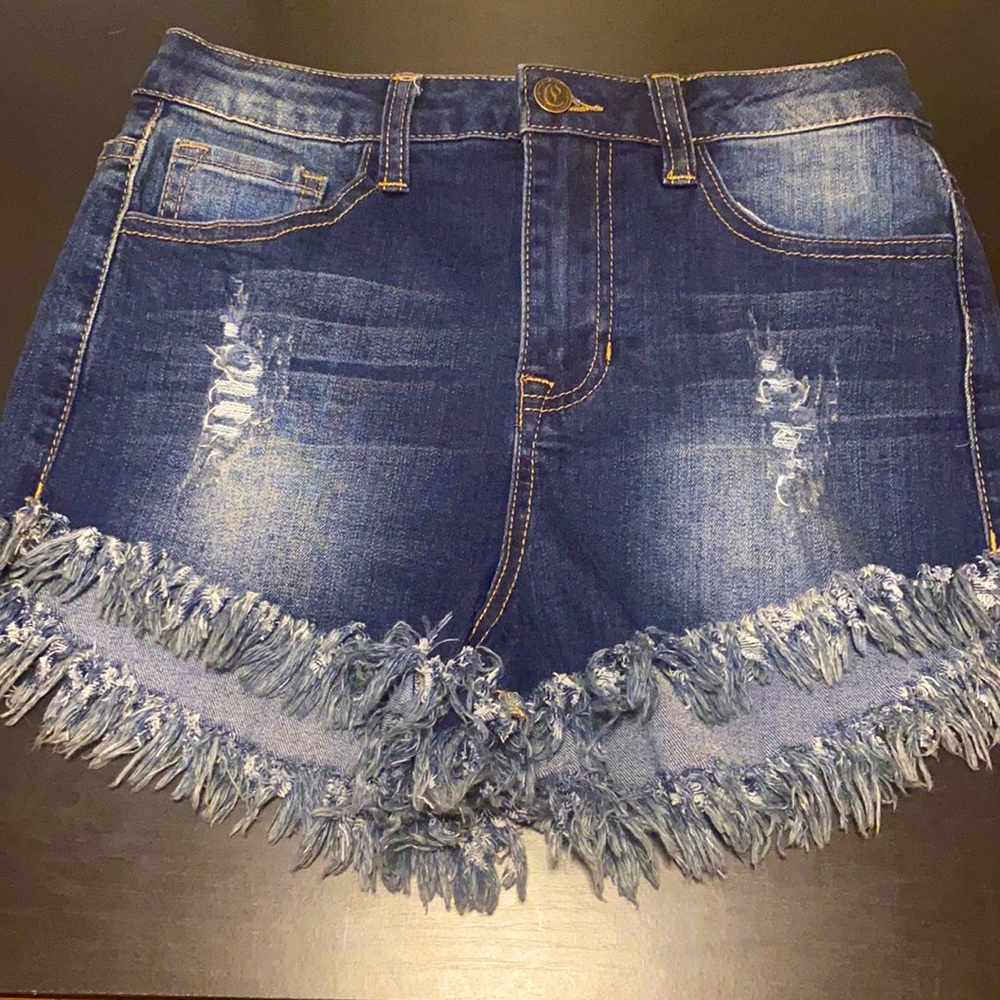 Cello jeans distressed Fringe jean shorts